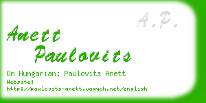 anett paulovits business card